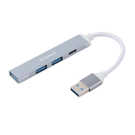 USB-Hub Techsuit H19 PolarisBridge, 4in1, Grau Weiß