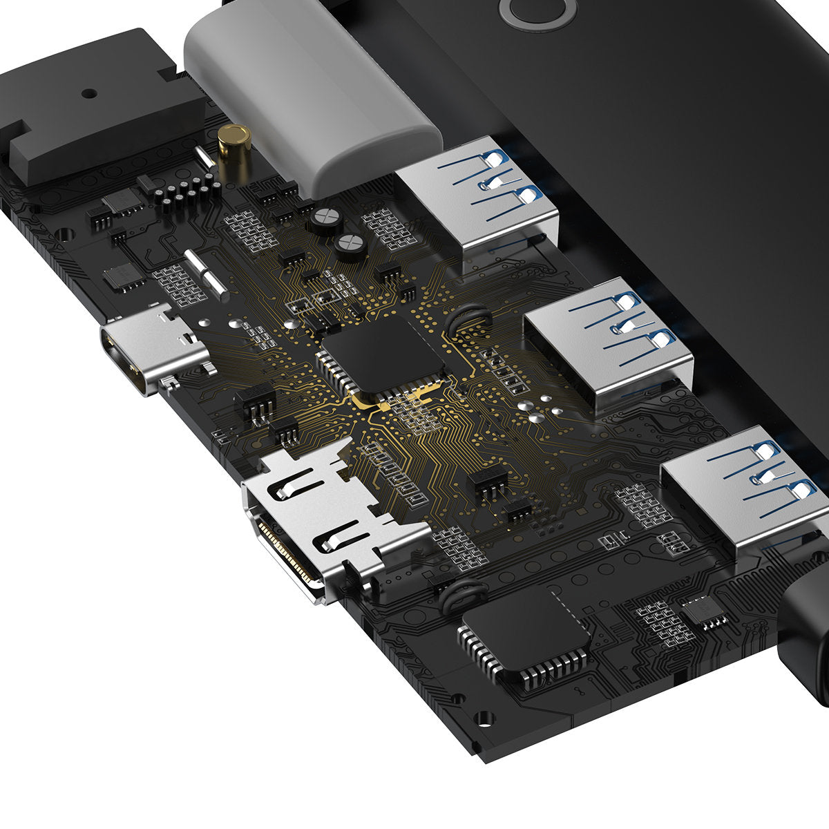 USB-C Hub Baseus Lite, 3 x USB-A 3.0 - USB-C - HDMI, Schwarz WKQX040001