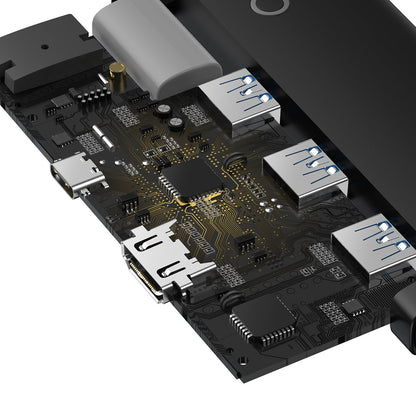 USB-C Hub Baseus Lite, 3 x USB-A 3.0 - USB-C - HDMI, Schwarz WKQX040001