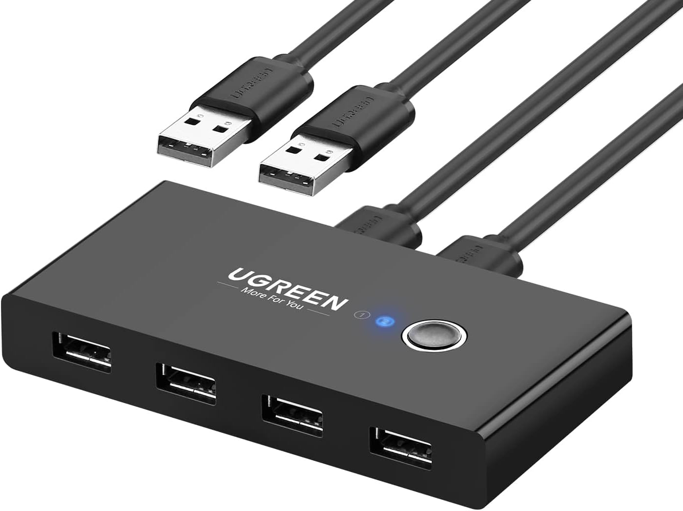 USB-Hub UGREEN US216 Zwei Sharing Switch Box, 4 x USB-A, Schwarz 
