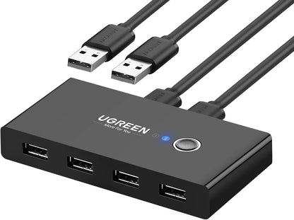 USB-Hub UGREEN US216 Zwei Sharing Switch Box, 4 x USB-A, Schwarz 