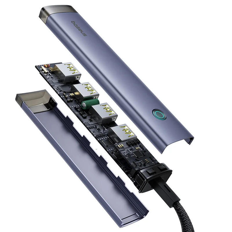 USB / USB-C Hub Baseus UltraJoy, 4 x USB-A 3.2 - 1 x USB-C, Grau B0005280B811-15