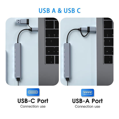 USB / USB-C Hub Techsuit H6 DataBridge, 7in1, Grau
