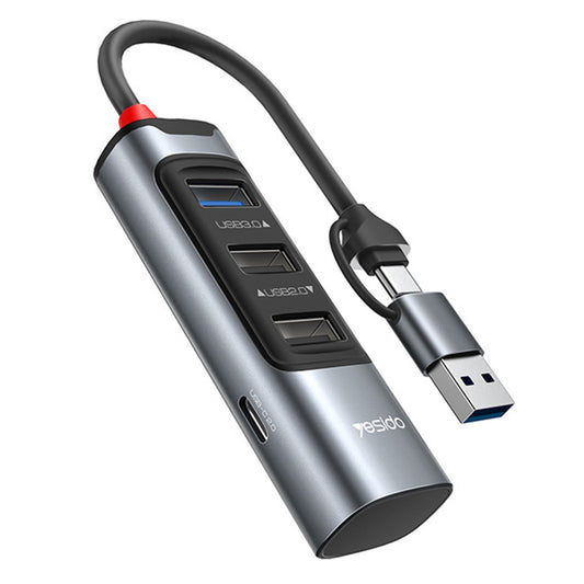 USB / USB-C Hub Yesido HB19, 4in1, Grau