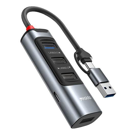 USB / USB-C Hub Yesido HB20, 5in1, Grau