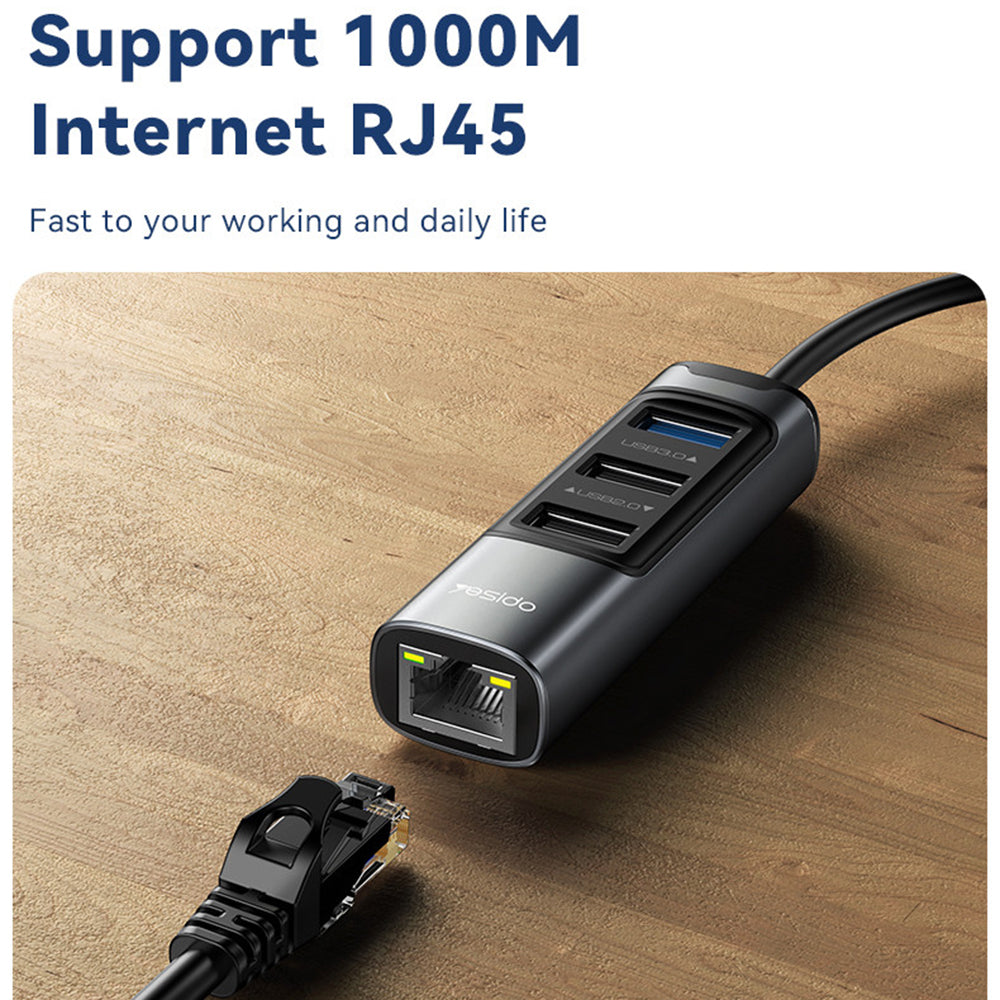 USB / USB-C Hub Yesido HB21, 5in1, Grau