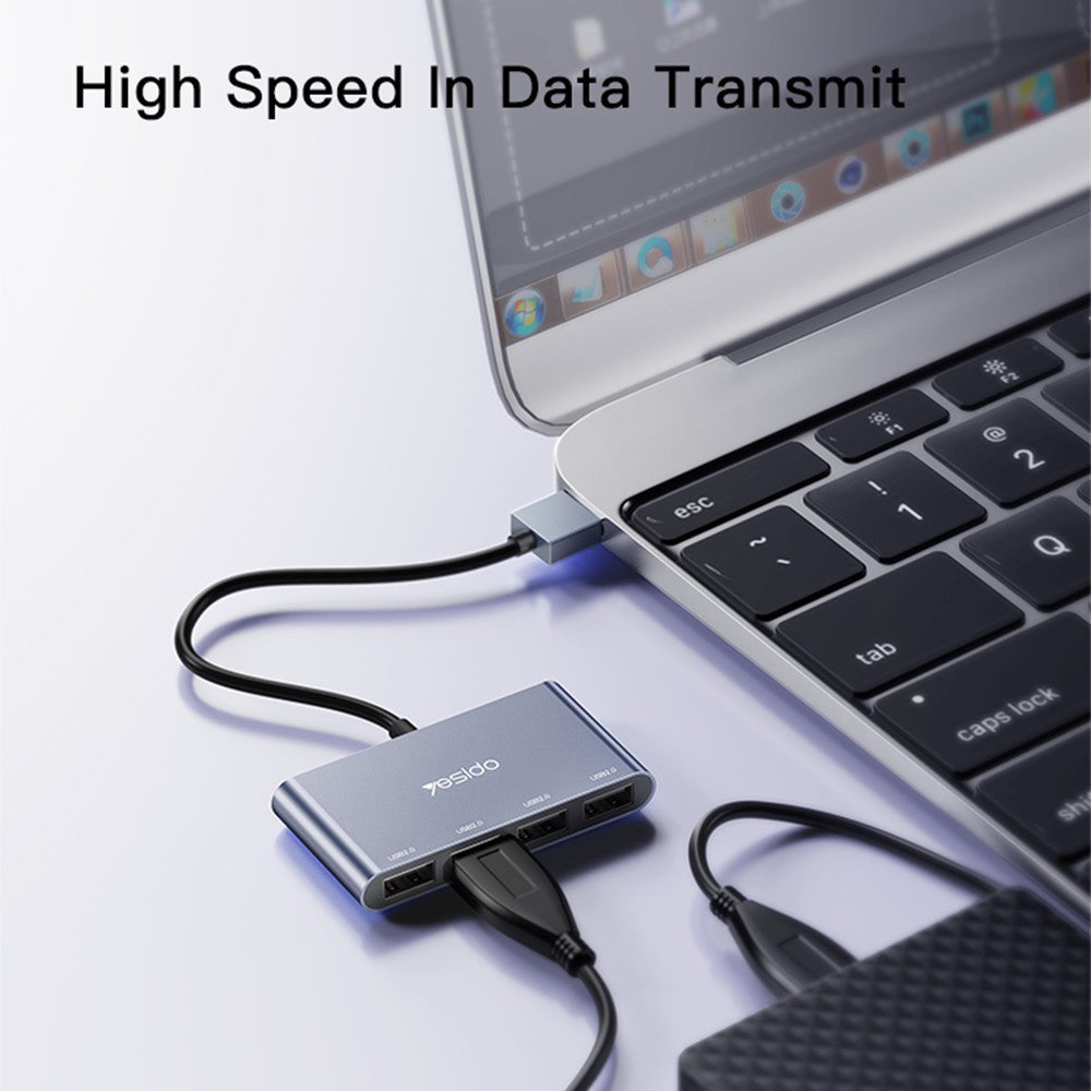 USB-Hub Yesido HB12, 4in1, Grau