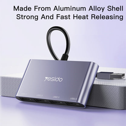 USB-Hub Yesido HB12, 4in1, Grau