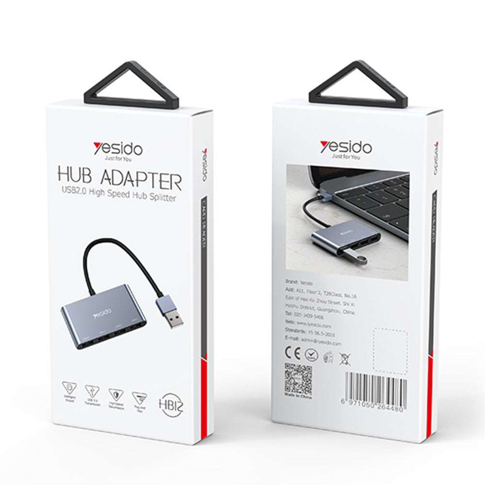 USB-Hub Yesido HB12, 4in1, Grau