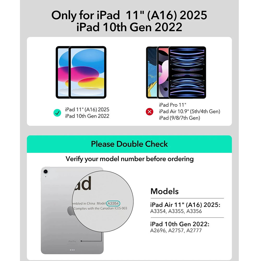 Tastaturhülle für Apple iPad (2025) / (2022), ESR, Rebound, Grau