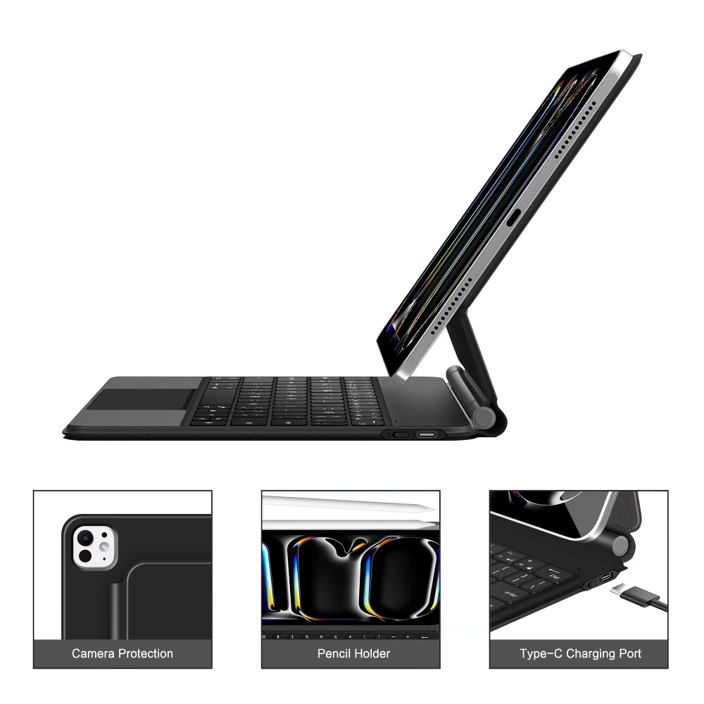 Hülle mit Tastatur für Apple iPad Pro 13 (2025) / (2024), Tech-Protect, SmartCase Magnetic, Schwarz