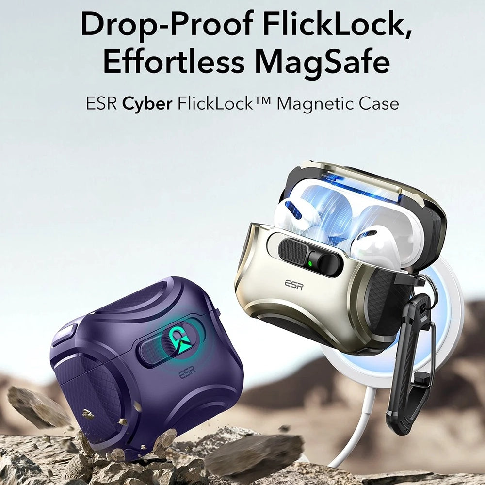 ESR Cyber FlickLock Hülle für Apple AirPods Pro 3, Lila