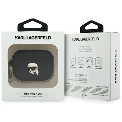 Karl Lagerfeld 3D Karl's Head Hülle für Apple Airpods Pro 3, Schwarz