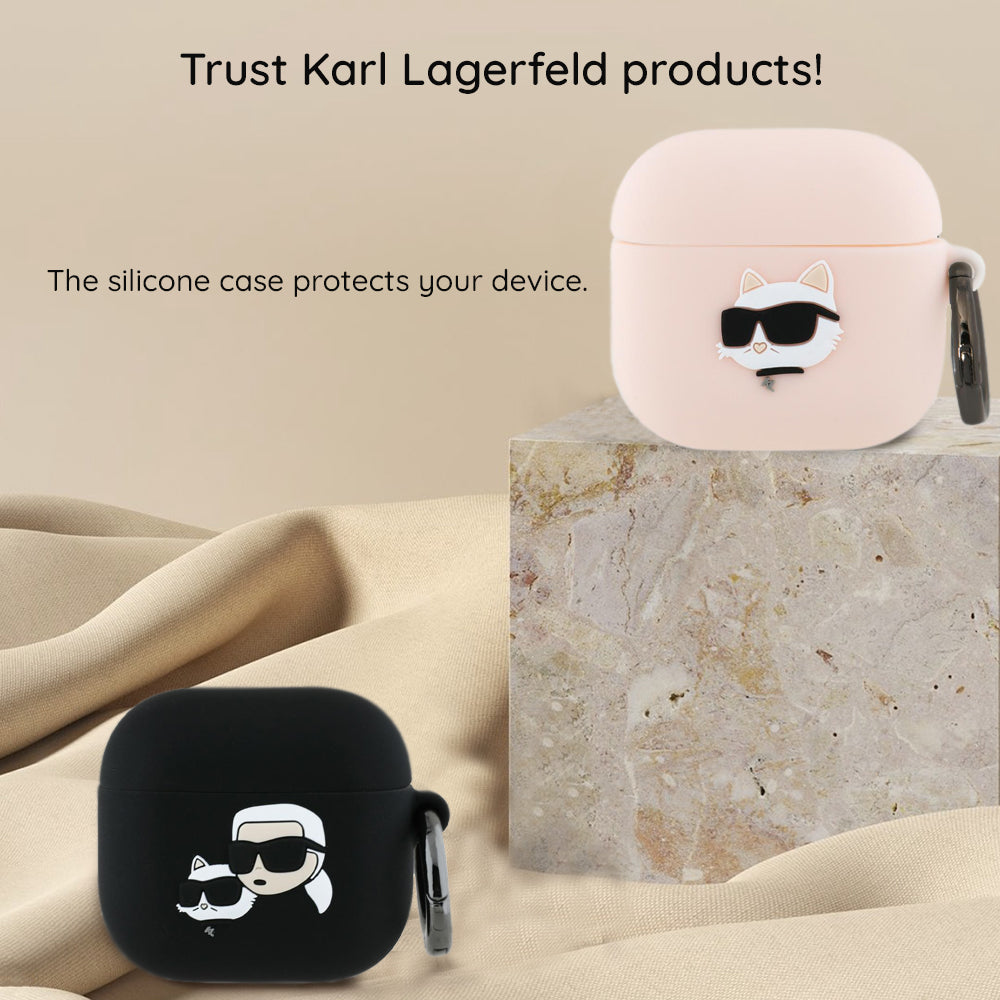 Karl Lagerfeld 3D Karl & Choupette's Heads Hülle für Apple AirPods 4, Schwarz