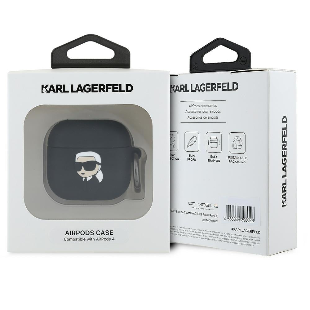 Karl Lagerfeld 3D Karl's Head Hülle für Apple AirPods 4, Schwarz