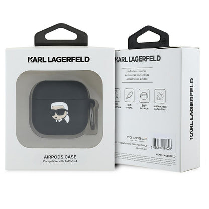 Karl Lagerfeld 3D Karl's Head Hülle für Apple AirPods 4, Schwarz