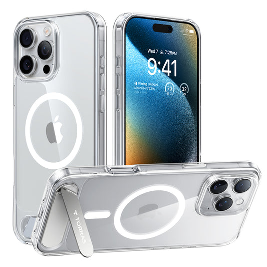 MagSafe Hülle für Apple iPhone 16 Pro, Torras, Pstand, Transparent