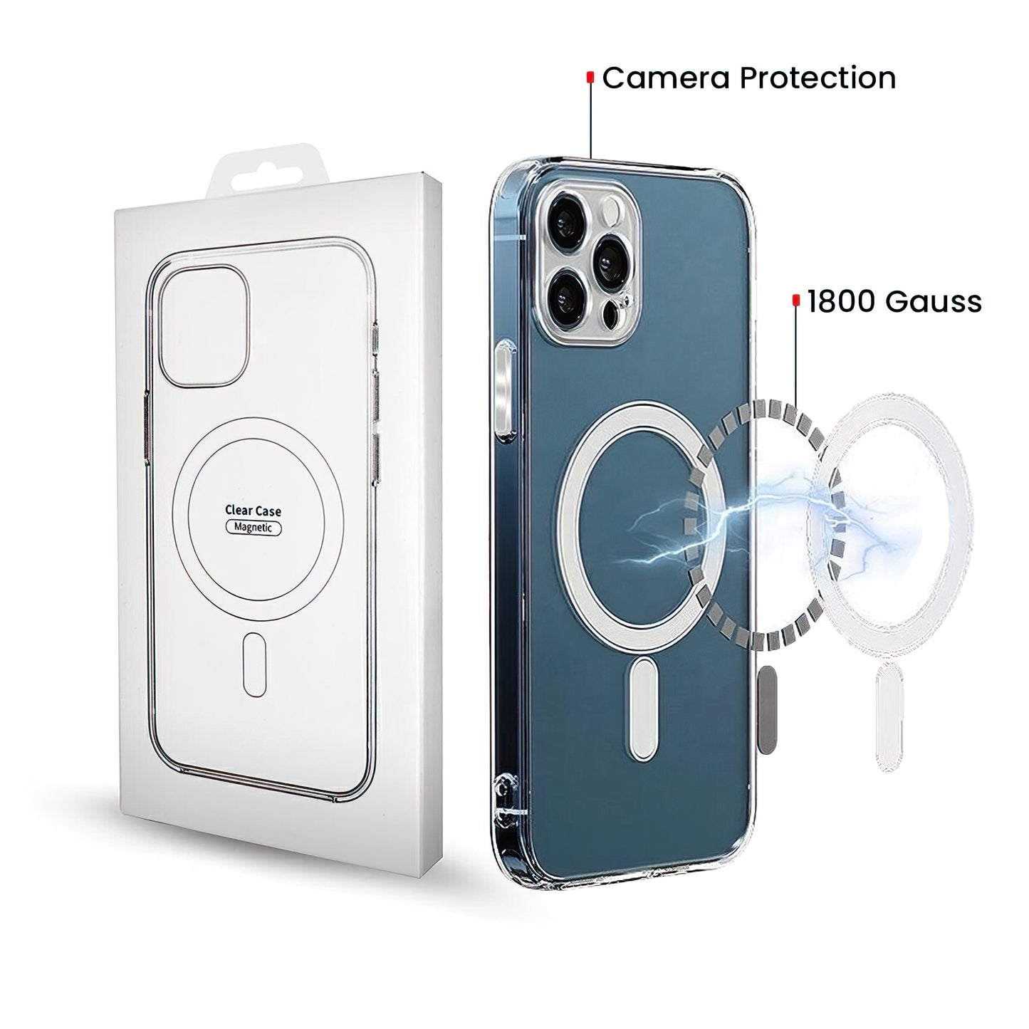 MagSafe-Hülle für Apple iPhone 16 Pro, OEM, Clear mit Kameraschutz, Transparent