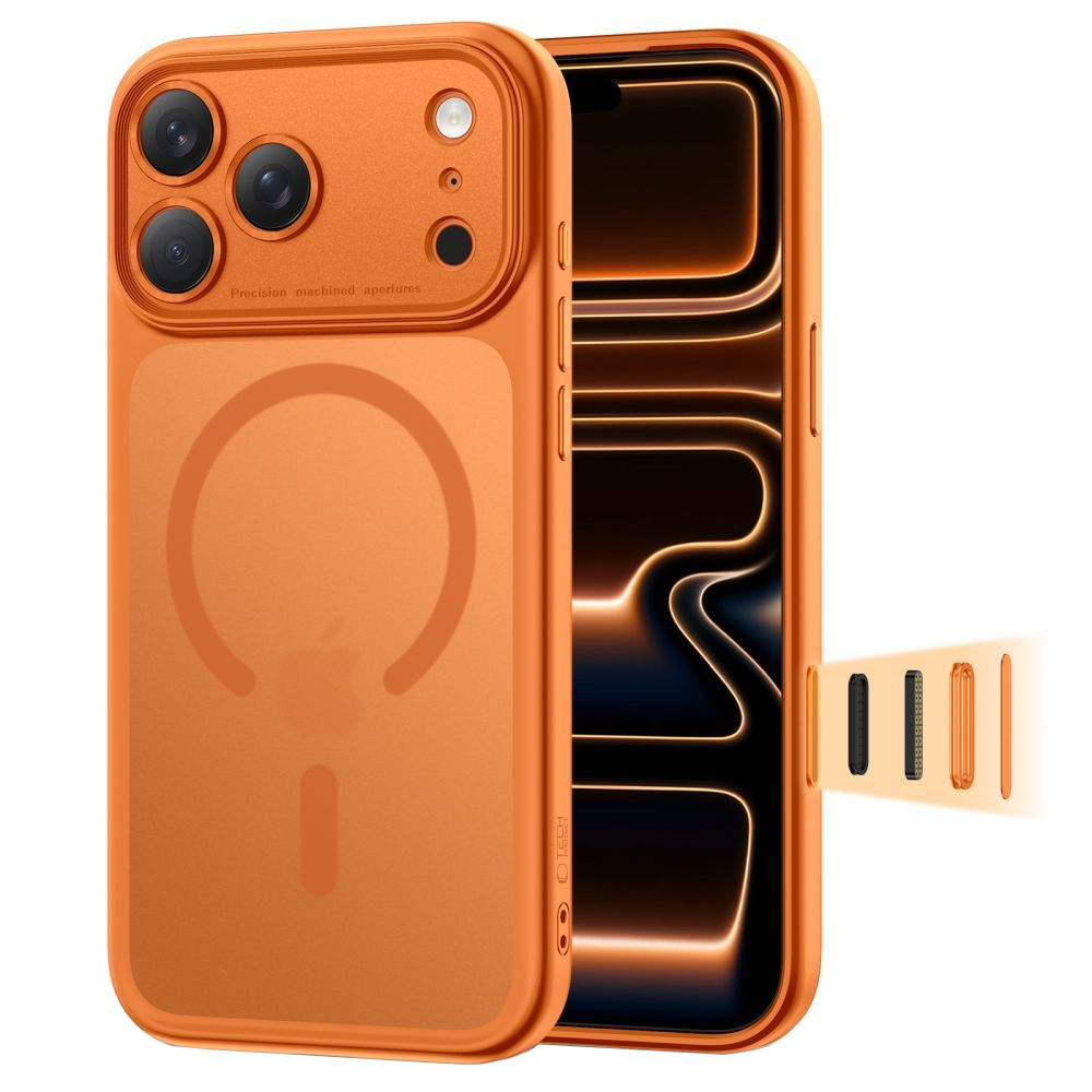 MagSafe Case for Apple iPhone 17 Pro Max, Tech-Protect, MagPeak, Matte Orange