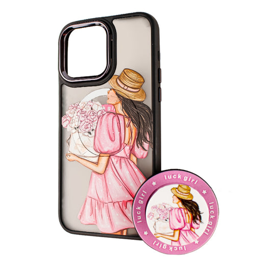 MagSafe-Hülle für Apple iPhone 14 Pro Max, BOTER, MagPopsocket Luck Girl, Mehrfarbig