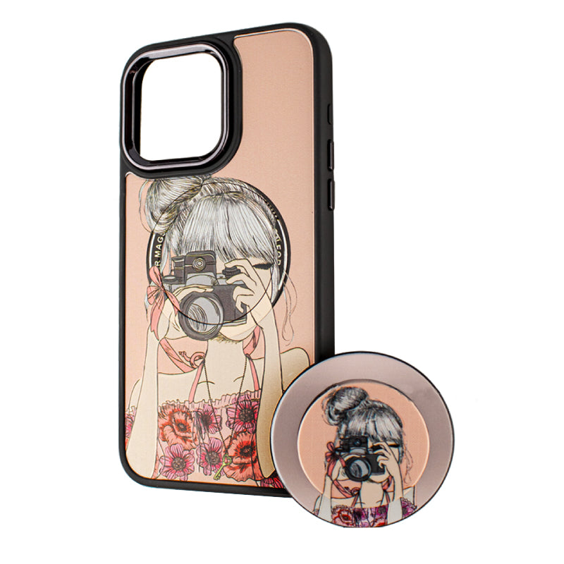 MagSafe Case for Apple iPhone 14 Pro Max, BOTER, MagPopsocket Photo Girl, Multicolor