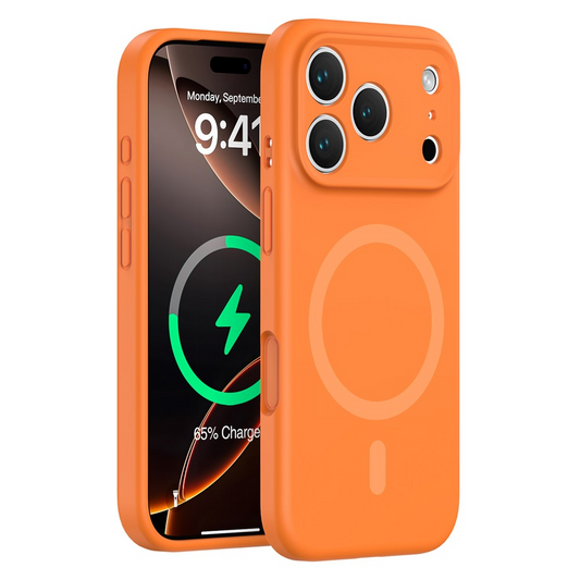 MagSafe-Hülle für Apple iPhone 17 Pro Max, OEM, Flüssigsilikon, Orange