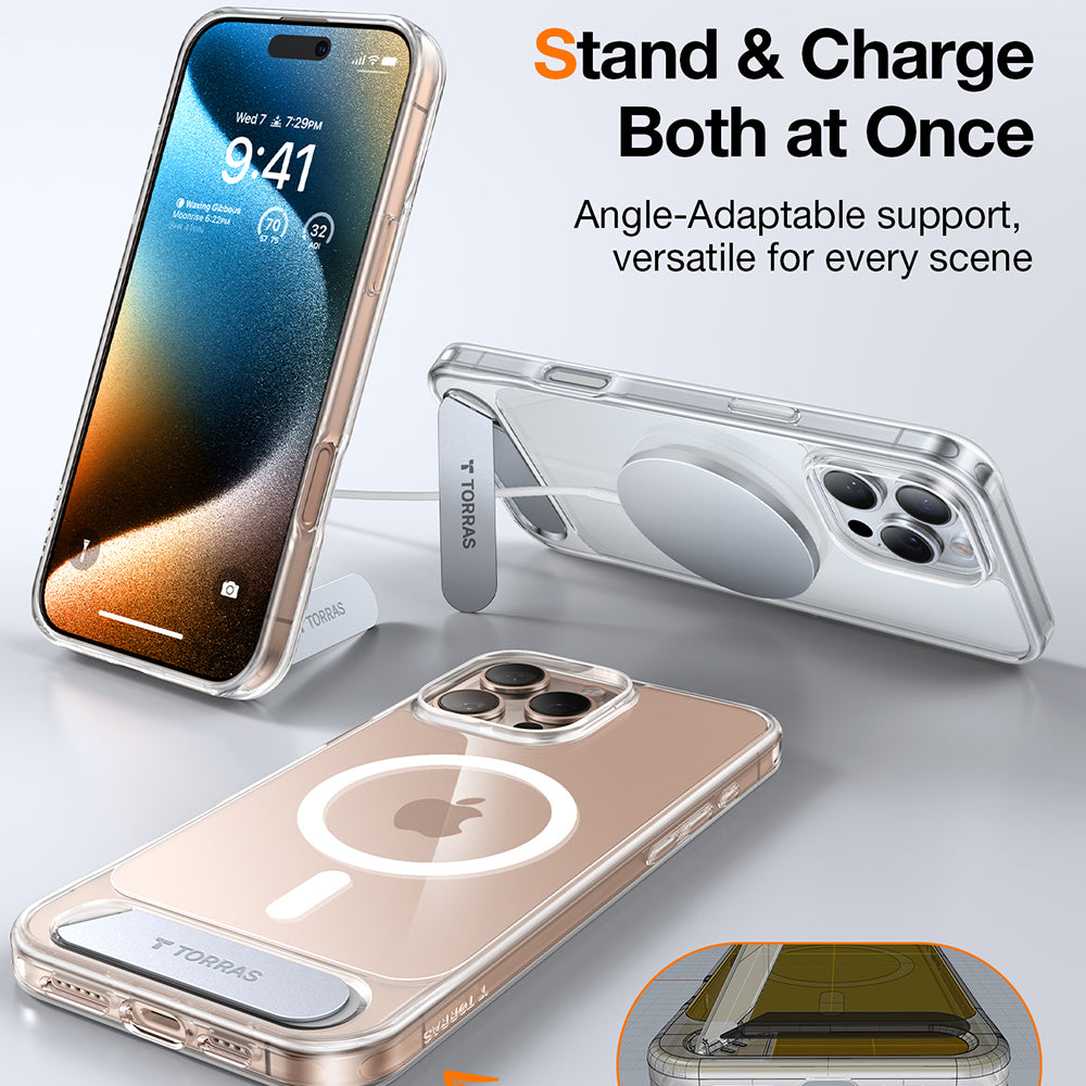 MagSafe Hülle für Apple iPhone 16 Pro Max, Torras, Pstand, Transparent