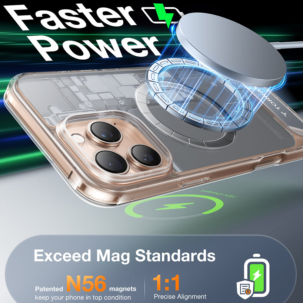 MagSafe Hülle für Apple iPhone 16 Pro Max, Torras, Pstand, Transparent