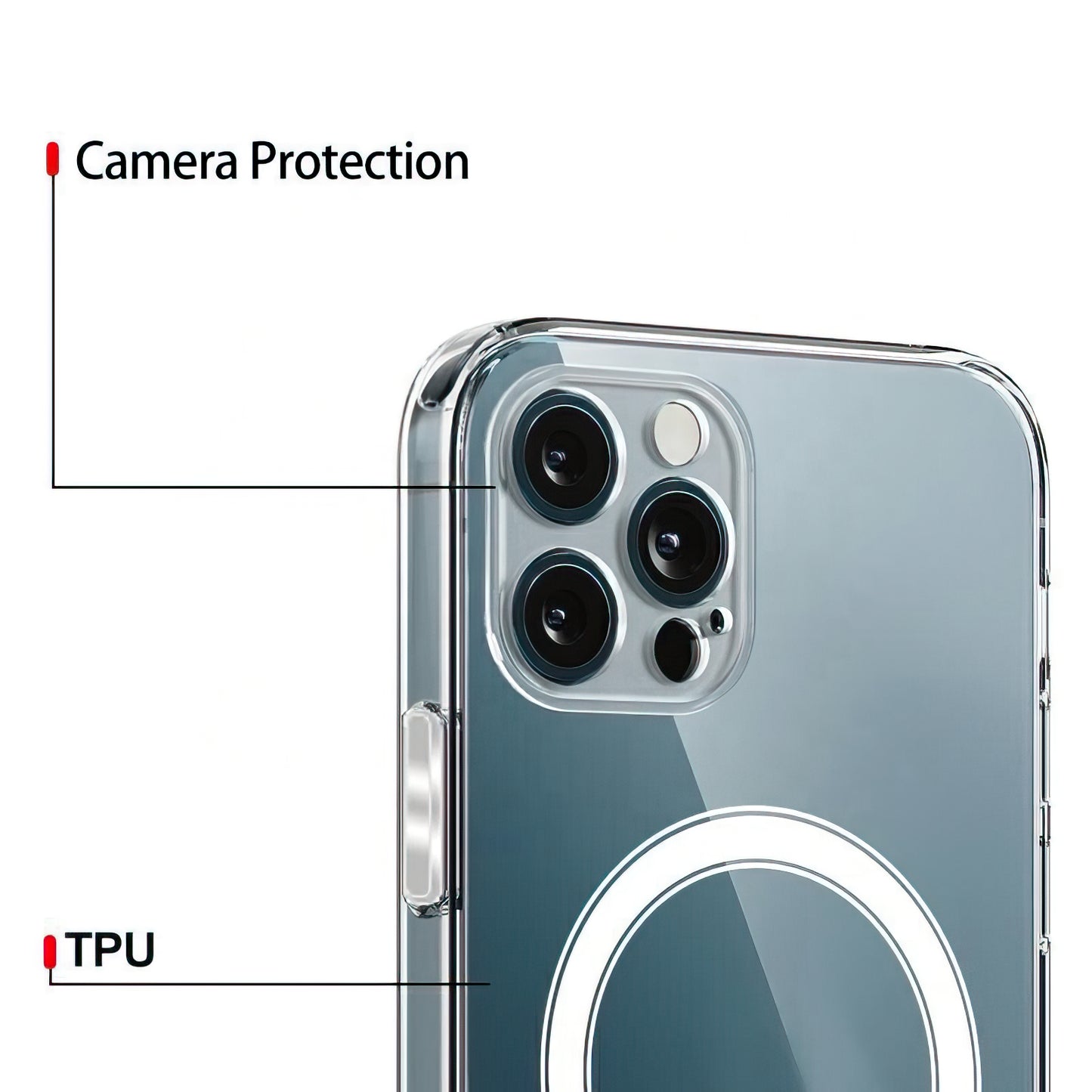 MagSafe-Hülle für Apple iPhone 16 Pro, OEM, Clear mit Kameraschutz, Transparent