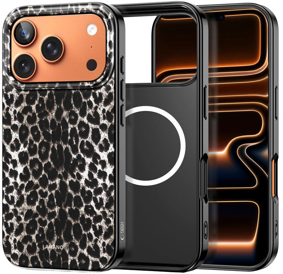 MagSafe Hülle für Apple iPhone 17 Pro Max, Tech-Protect, Lamano Leopard, Schwarz