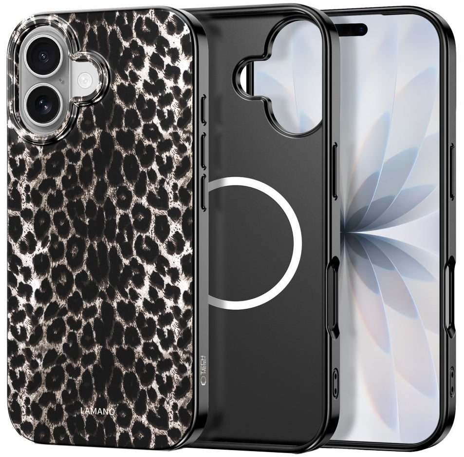 MagSafe Hülle für Apple iPhone 17, Tech-Protect, Lamano Leopard, Schwarz