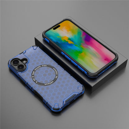 MagSafe-Hülle für Apple iPhone 16, Techsuit, HoneyComb Shield, Blau