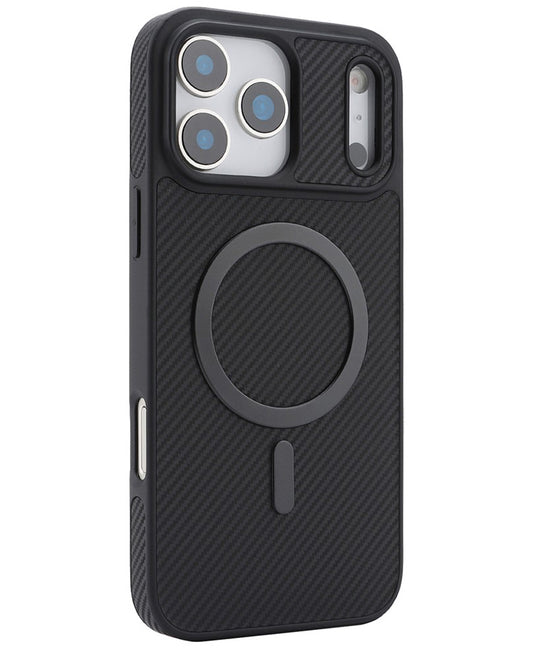 MagSafe-Hülle für Apple iPhone 17 Pro, OEM, Carbon-Metallring, Schwarz
