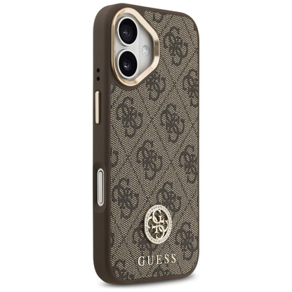 MagSafe Hülle für Apple iPhone 17, Guess, 4G Strass Logo mit großem Riemen, Braun, Wiederverpackt