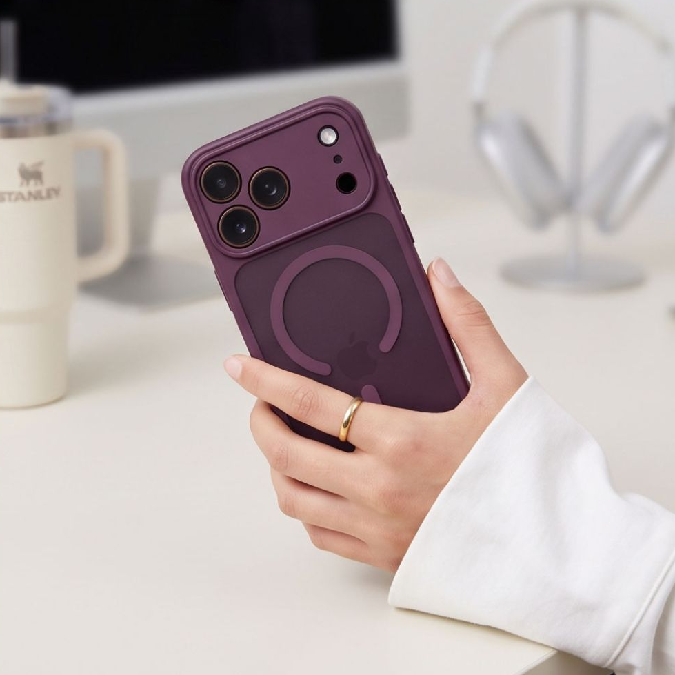 MagSafe-Hülle für Apple iPhone 18 Pro / 17 Pro, Tech-Protect, BasicMag, Mattes Weinrot