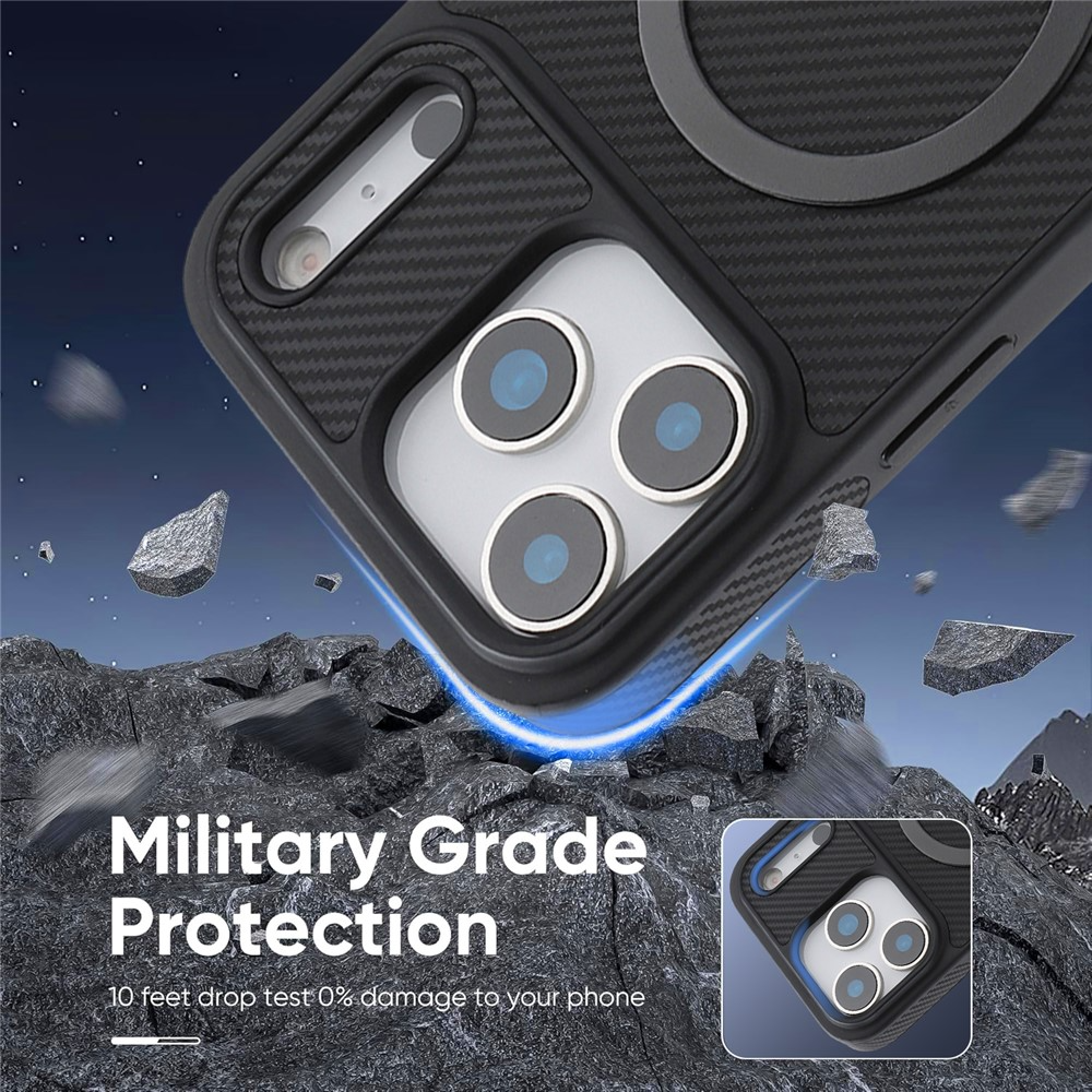 MagSafe-Hülle für Apple iPhone 17 Pro Max, OEM, Carbon-Metallring, Schwarz