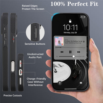 MagSafe-Hülle für Apple iPhone 16 Pro Max, OEM, Carbon-Metallring, Schwarz