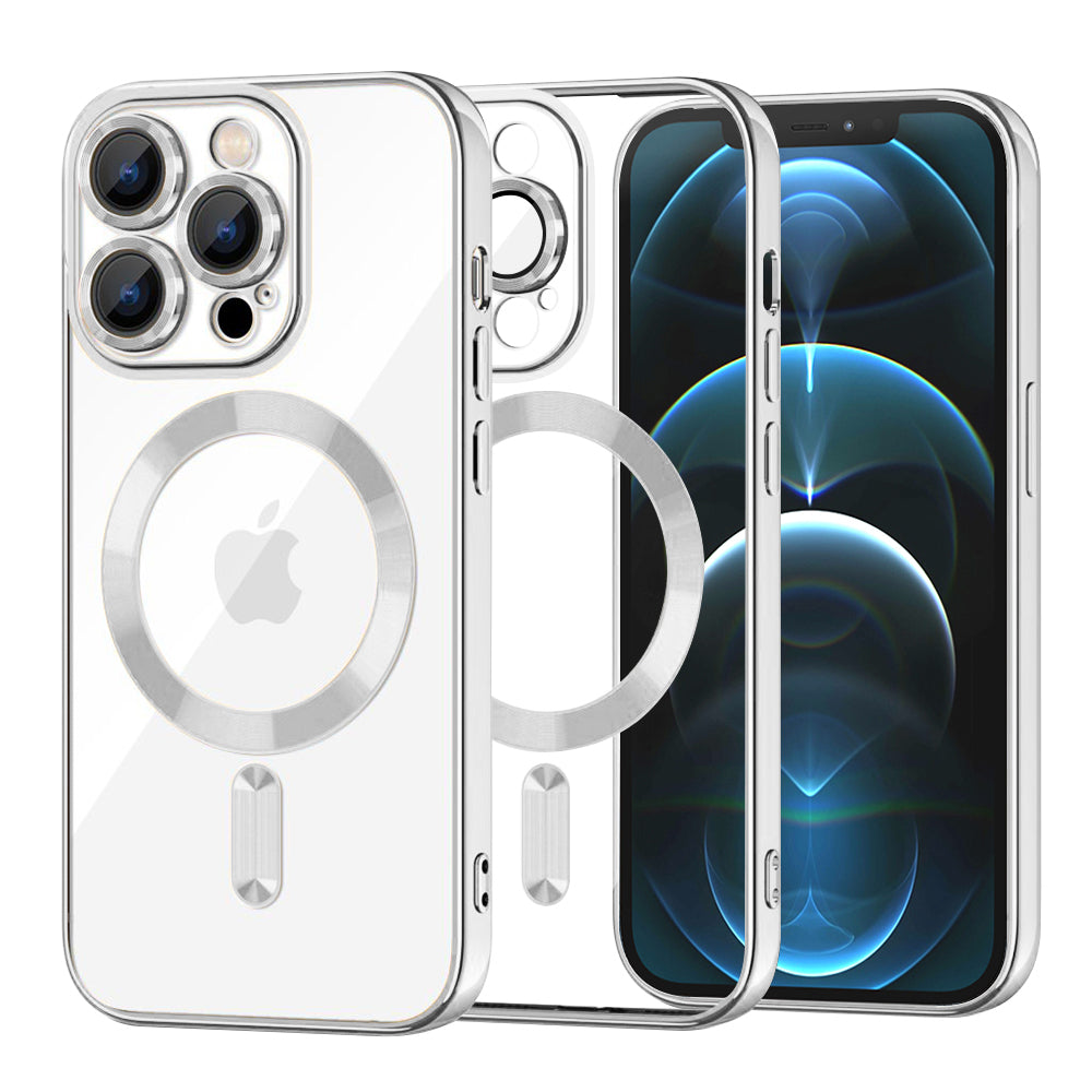 MagSafe-Hülle für Apple iPhone 12 Pro Max, Techsuit, Luxury Crystal, Silber