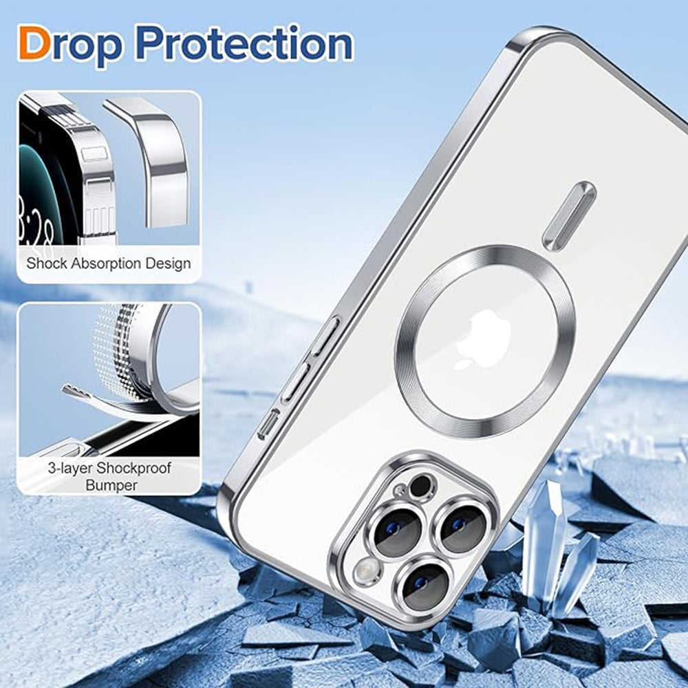 MagSafe-Hülle für Apple iPhone 12 Pro Max, Techsuit, Luxury Crystal, Silber