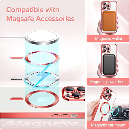 MagSafe-Hülle für Apple iPhone 12 Pro Max, Techsuit, Luxury Crystal, Rot