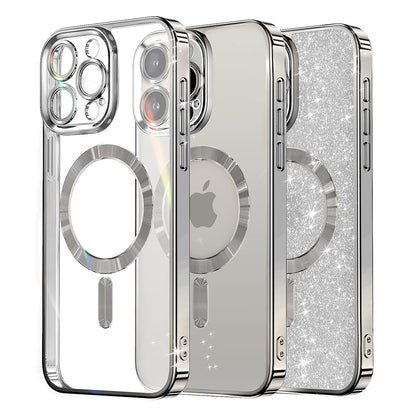 MagSafe-Hülle für Apple iPhone 12 Pro, Techsuit, Luxury Glitter, Silber