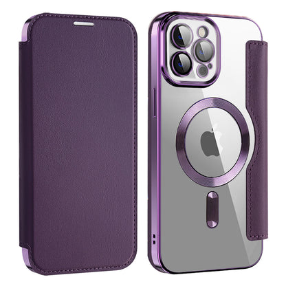 MagSafe Case for Apple iPhone 12 Pro, Techsuit, SmartMag Book, Purple