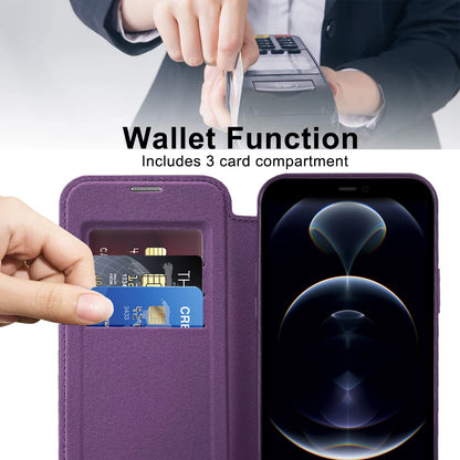 MagSafe Case for Apple iPhone 12 Pro, Techsuit, SmartMag Book, Purple