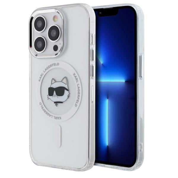 MagSafe Case for Apple iPhone 13 Pro, Karl Lagerfeld, IML Metal Choupette's Head, White