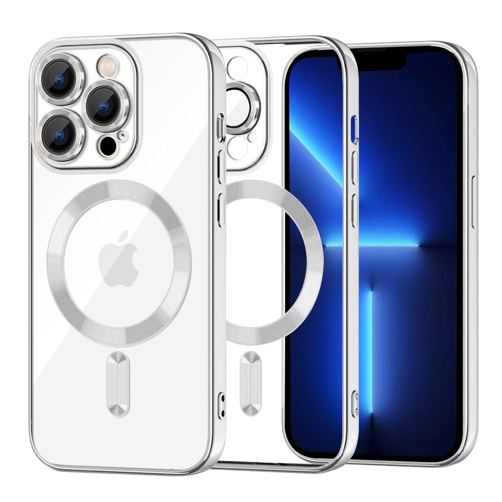 MagSafe Case for Apple iPhone 13 Pro Max, Techsuit, Luxury Crystal, Silver