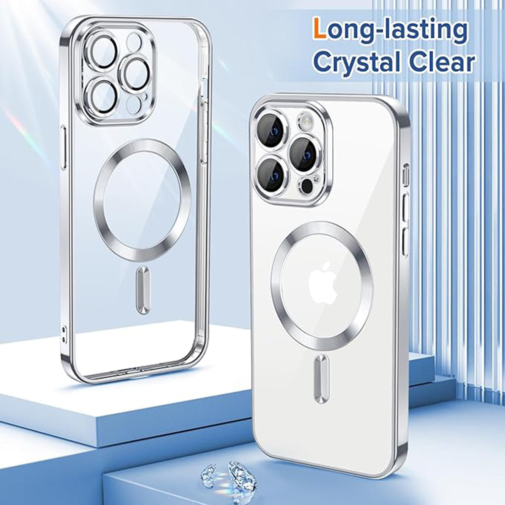 MagSafe Case for Apple iPhone 13 Pro Max, Techsuit, Luxury Crystal, Silver