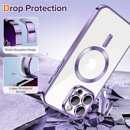 MagSafe-Hülle für Apple iPhone 13 Pro Max, Techsuit, Luxury Crystal, Hellviolett