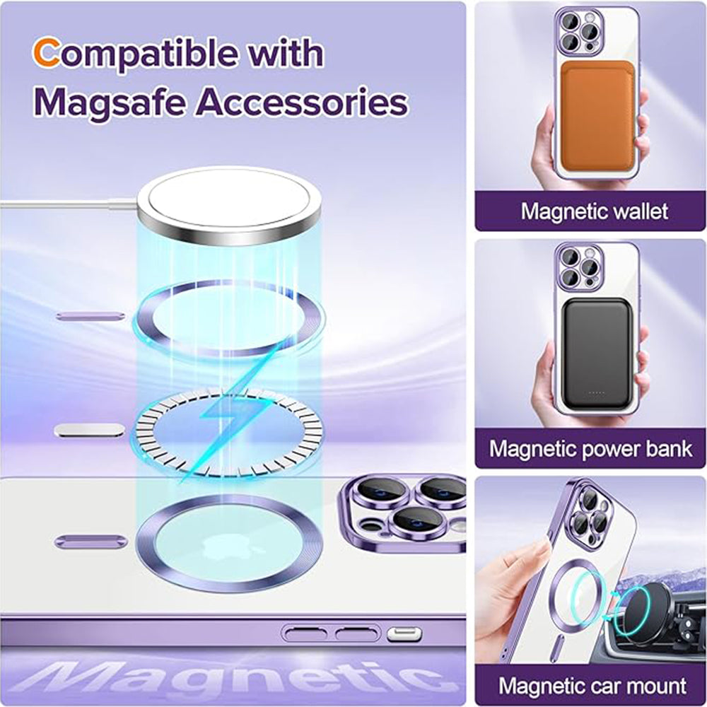 MagSafe-Hülle für Apple iPhone 13 Pro Max, Techsuit, Luxury Crystal, Hellviolett