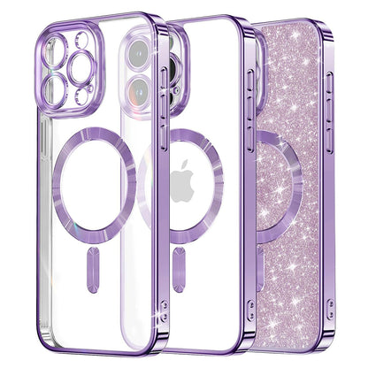 MagSafe-Hülle für Apple iPhone 13 Pro Max, Techsuit, Luxury Glitter, Hellviolett