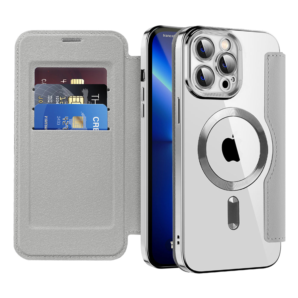 MagSafe Case for Apple iPhone 13 Pro Max, Techsuit, SmartMag Book, Gray